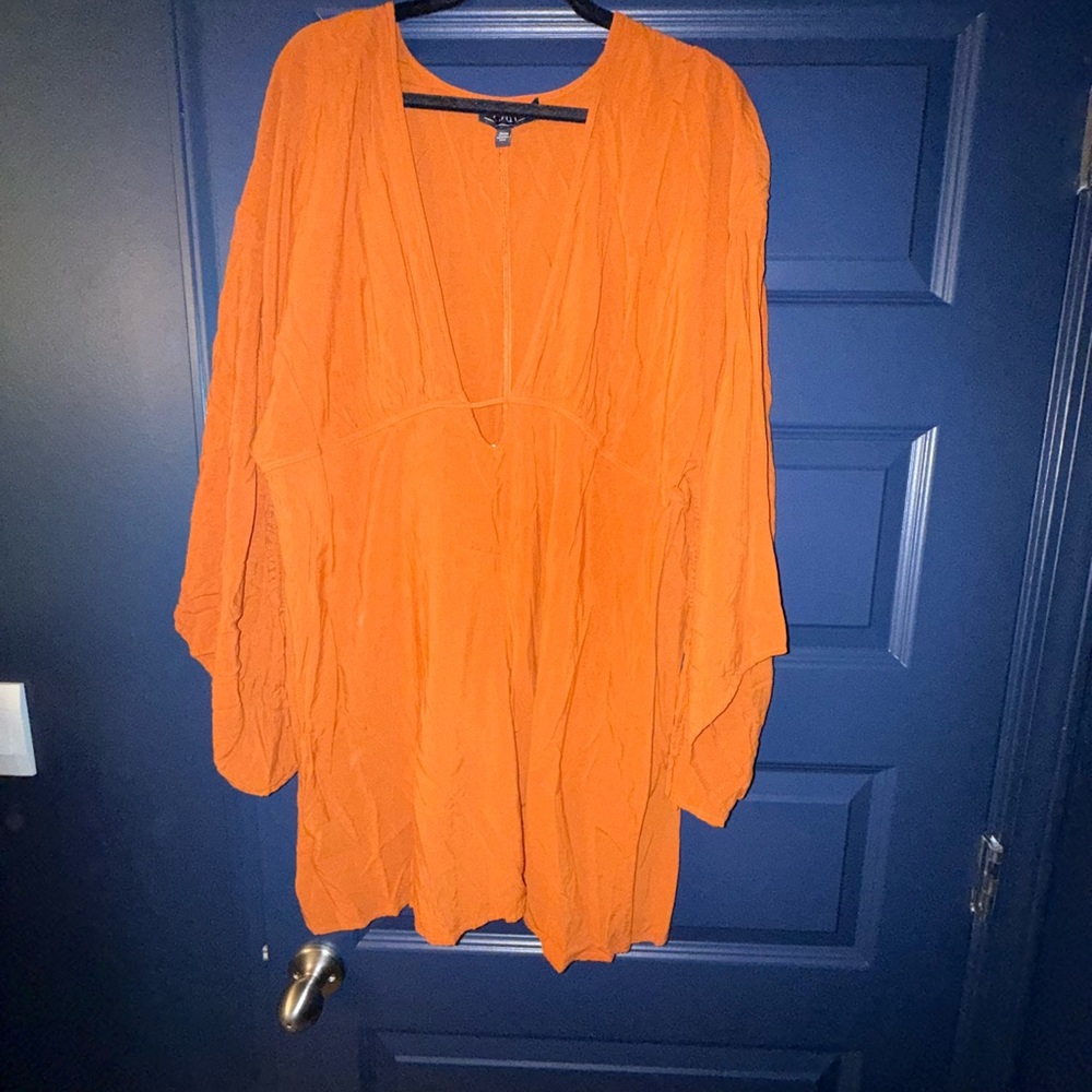 Orange V-Neck Flowing Tunic